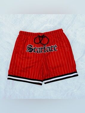REASON X Scarface Mesh Pinstripe Shorts Red Men’s Size XL
